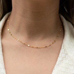 Dainty Gold Sparkle Chain Delicate Sparkly Gold Necklace Layering Necklace